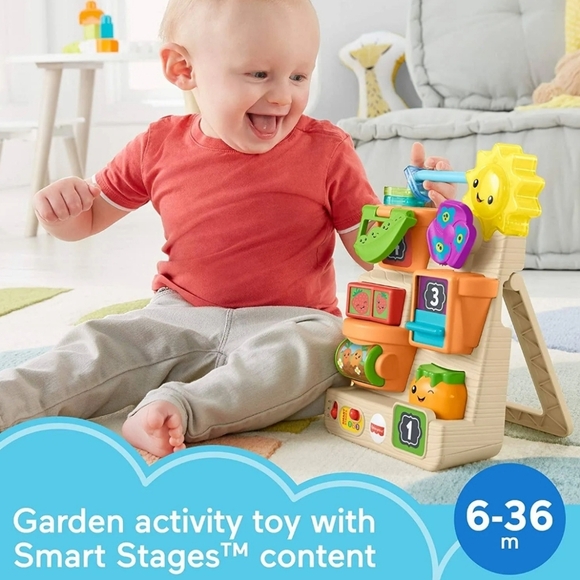 Fisher Price Laugh&Learn Peek&Play Busy Garden, Eng/Fr Songs&Numbers, Infant Toy - Picture 3 of 10